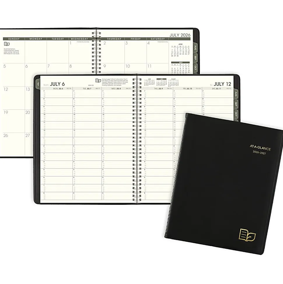 AT-A-GLANCE® Recycled Academic 2026-2027 Weekly Monthly Appointment Book Planner, Black, Large, 8 1/4" x 11"