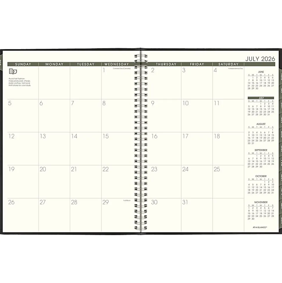 AT-A-GLANCE® Recycled Academic 2026-2027 Weekly Monthly Appointment Book Planner, Black, Large, 8 1/4" x 11"