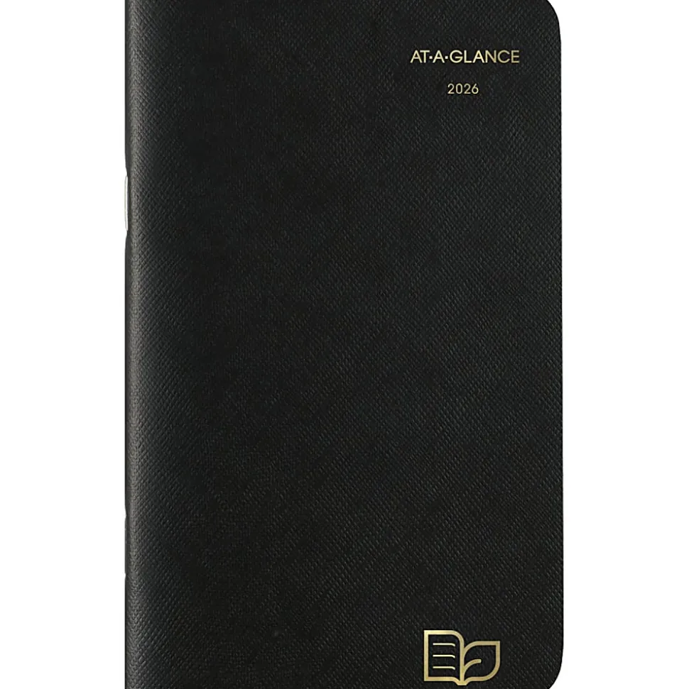 AT-A-GLANCE® 2026-2027 Recycled Two Year Monthly Planner, Black, Pocket, 3 1/2" x 6"