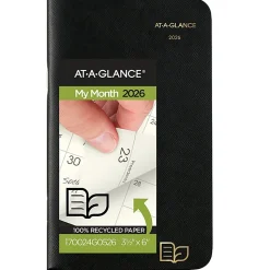 AT-A-GLANCE® 2026-2027 Recycled Two Year Monthly Planner, Black, Pocket, 3 1/2