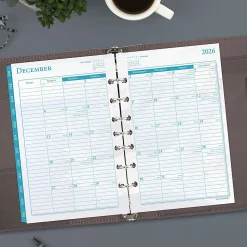 AT-A-GLANCE® 2026 Seascapes Daily Monthly Planner Two Page Per Day Refill, Loose-Leaf, Desk Size, 5 1/2