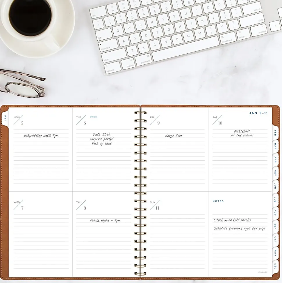 AT-A-GLANCE® Signature Collection 2026 Weekly Monthly Planner, Brown, Large, 8 1/2" x 11"