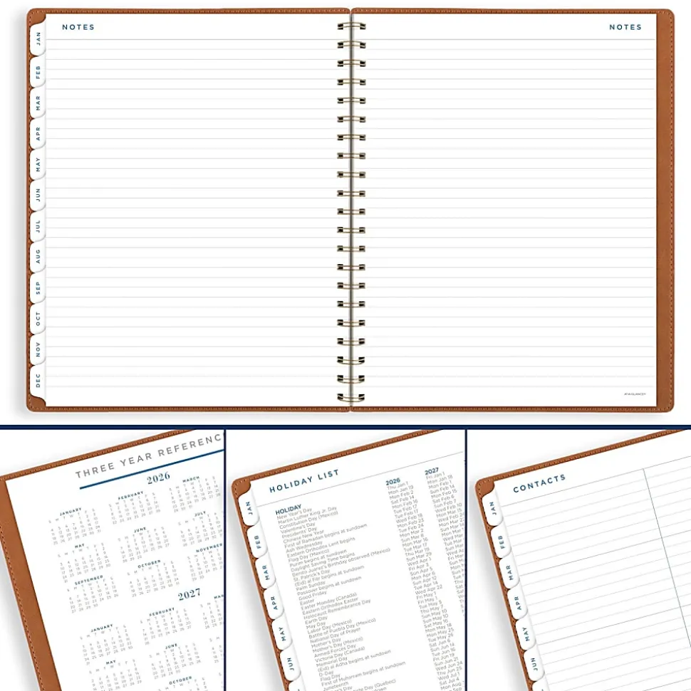 AT-A-GLANCE® Signature Collection 2026 Weekly Monthly Planner, Brown, Large, 8 1/2" x 11"