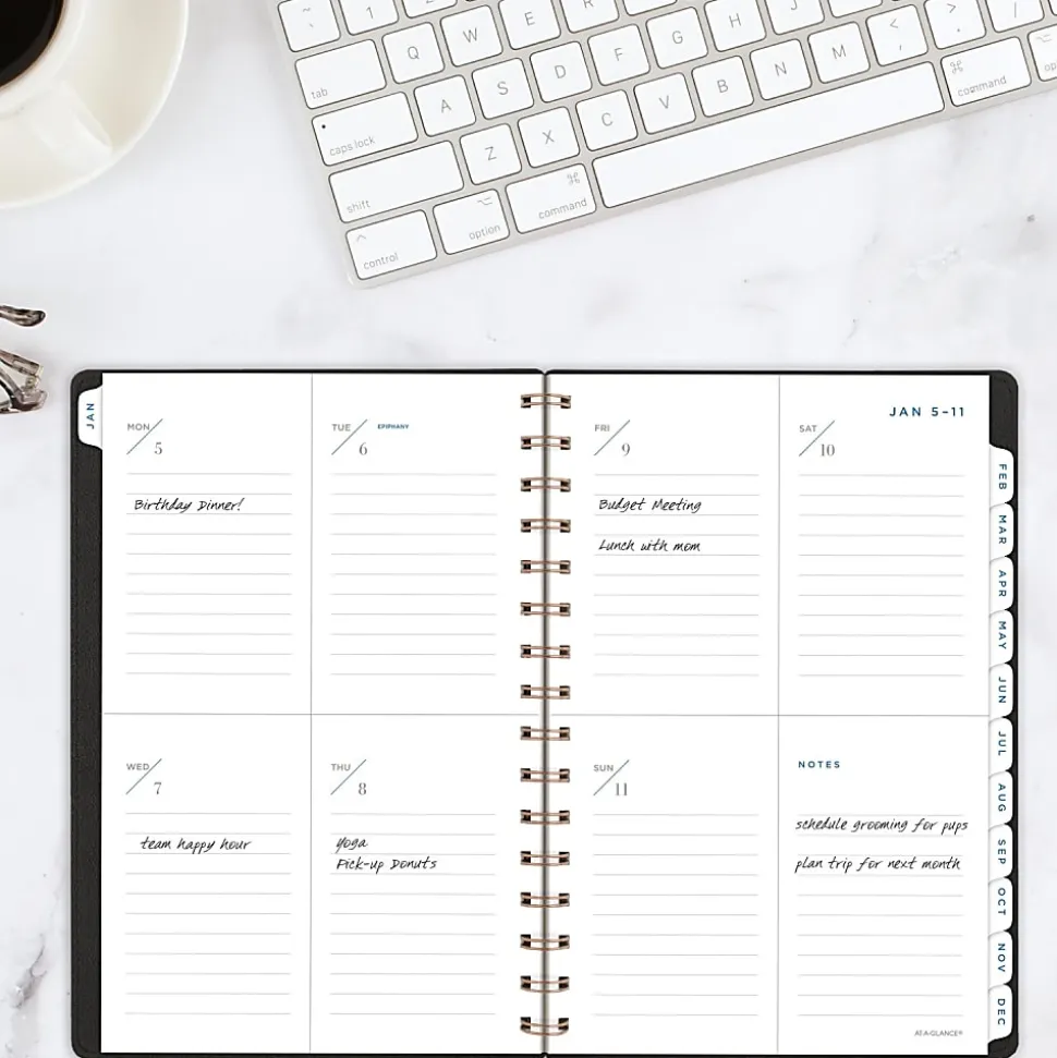 AT-A-GLANCE® Signature Collection 2026 Weekly Monthly Planner, Black, Small, 5 1/2" x 8 1/2"