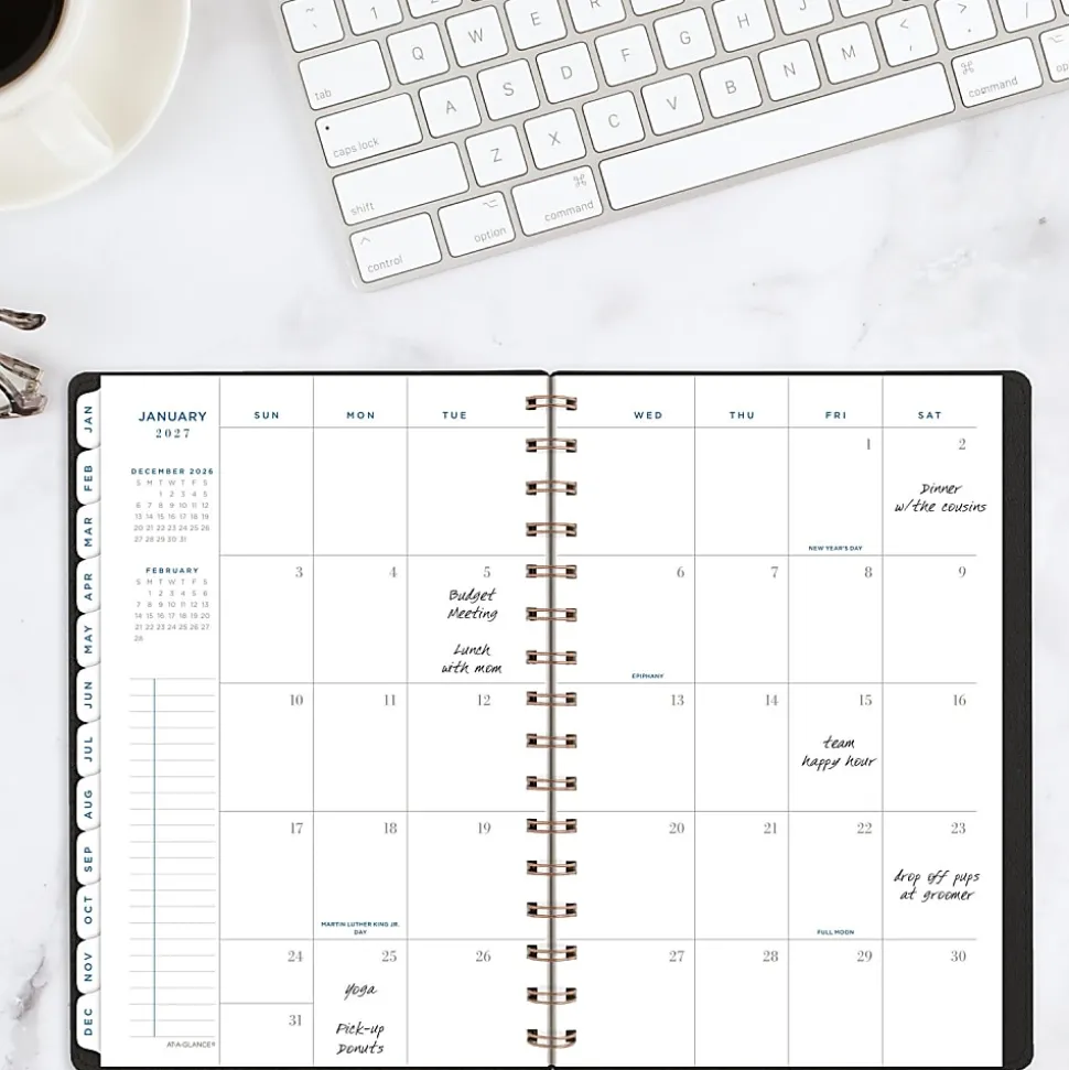 AT-A-GLANCE® Signature Collection 2026 Weekly Monthly Planner, Black, Small, 5 1/2" x 8 1/2"