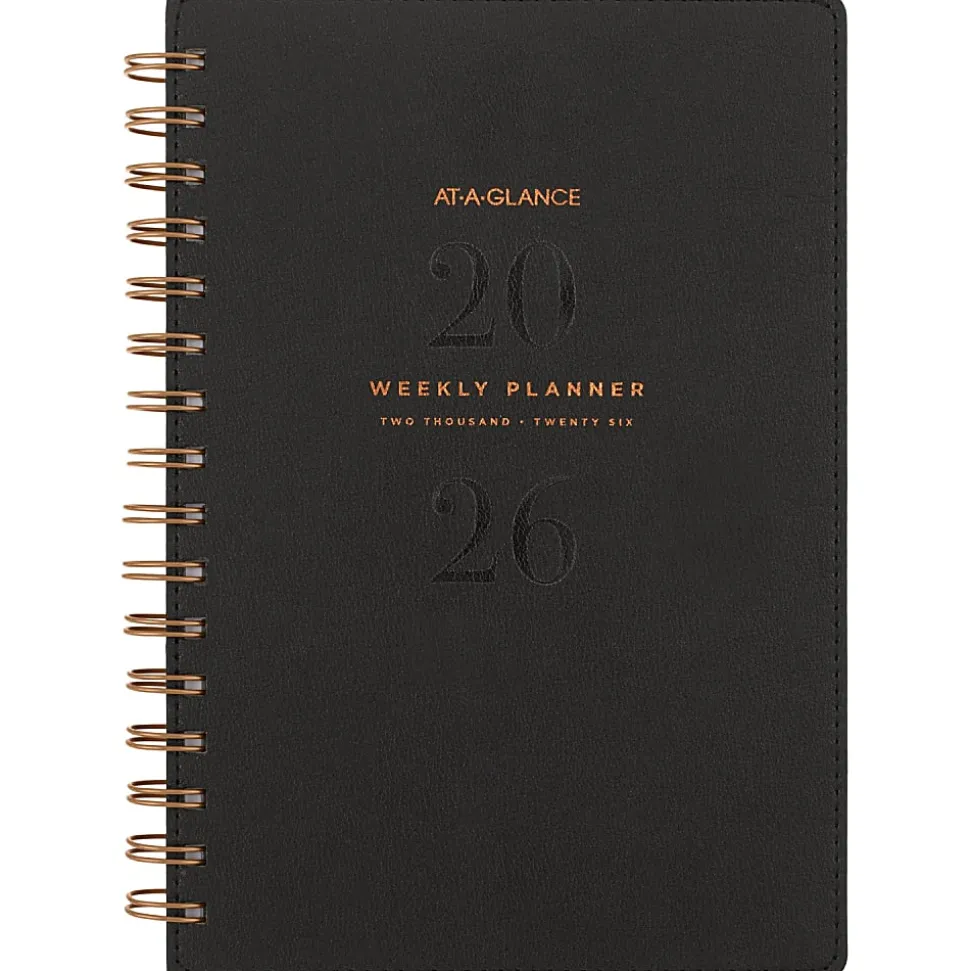 AT-A-GLANCE® Signature Collection 2026 Weekly Monthly Planner, Black, Small, 5 1/2" x 8 1/2"