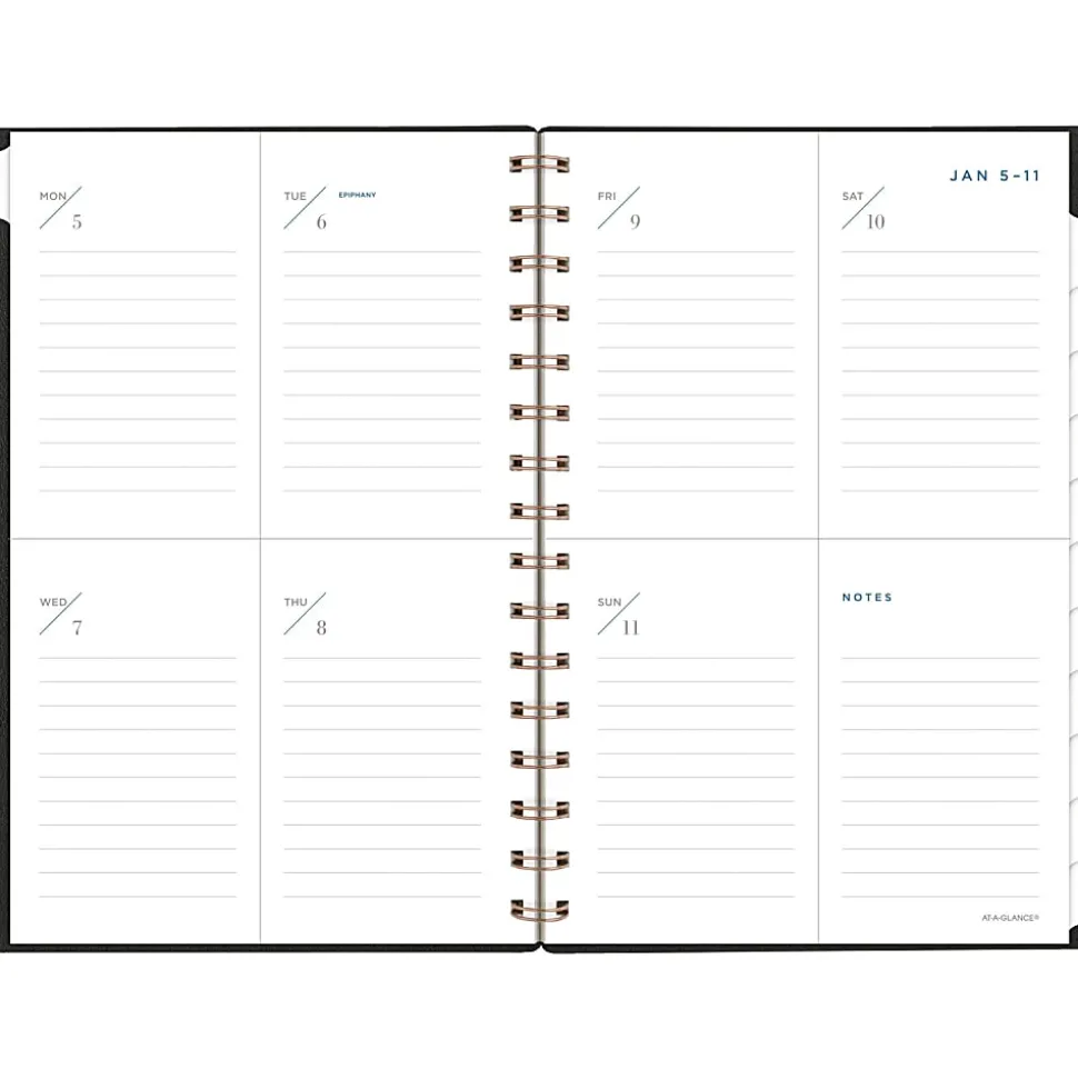 AT-A-GLANCE® Signature Collection 2026 Weekly Monthly Planner, Black, Small, 5 1/2" x 8 1/2"