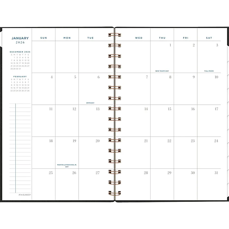 AT-A-GLANCE® Signature Collection 2026 Weekly Monthly Planner, Black, Small, 5 1/2" x 8 1/2"