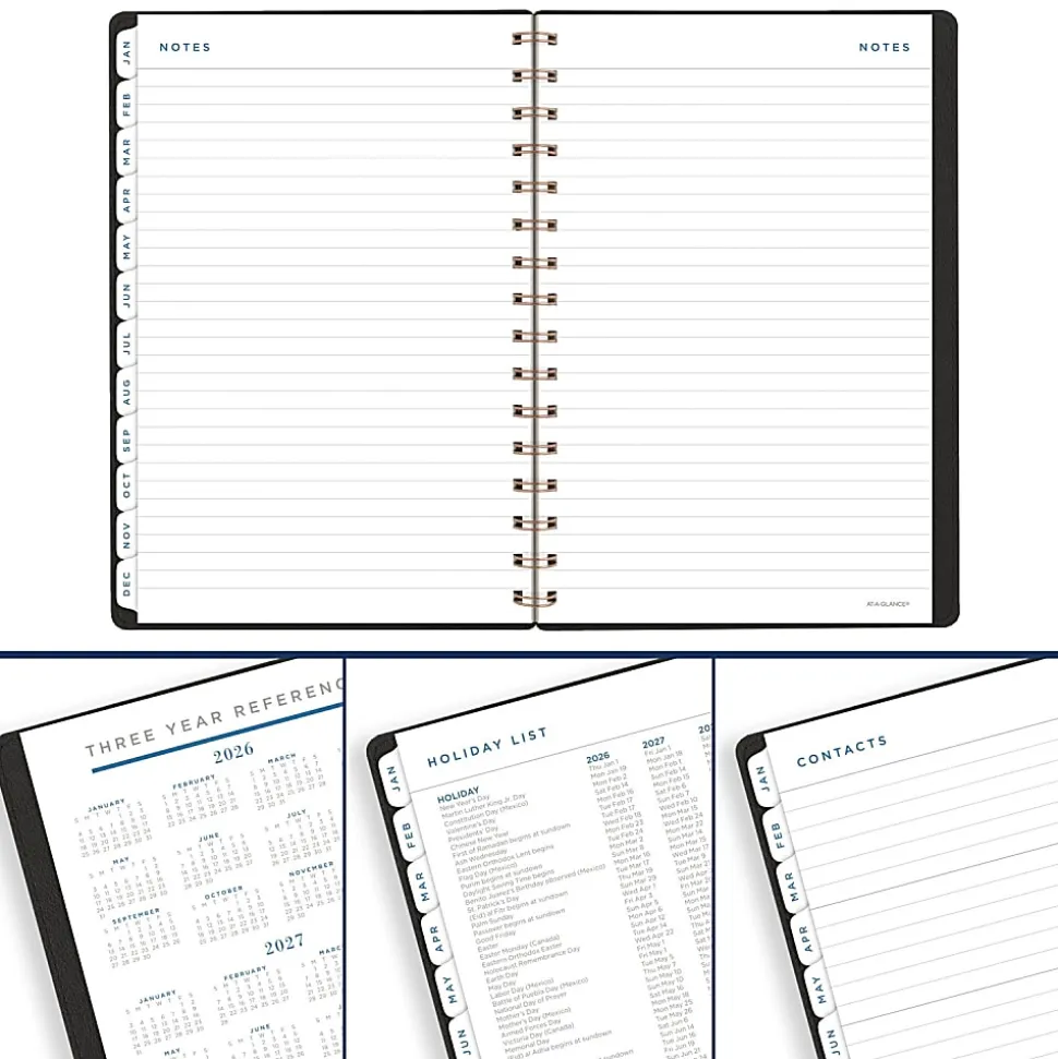 AT-A-GLANCE® Signature Collection 2026 Weekly Monthly Planner, Black, Small, 5 1/2" x 8 1/2"