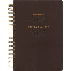 AT-A-GLANCE® Signature Collection Academic 2026-2027 Weekly Monthly Planner, Brown, Small, 5" x 8"