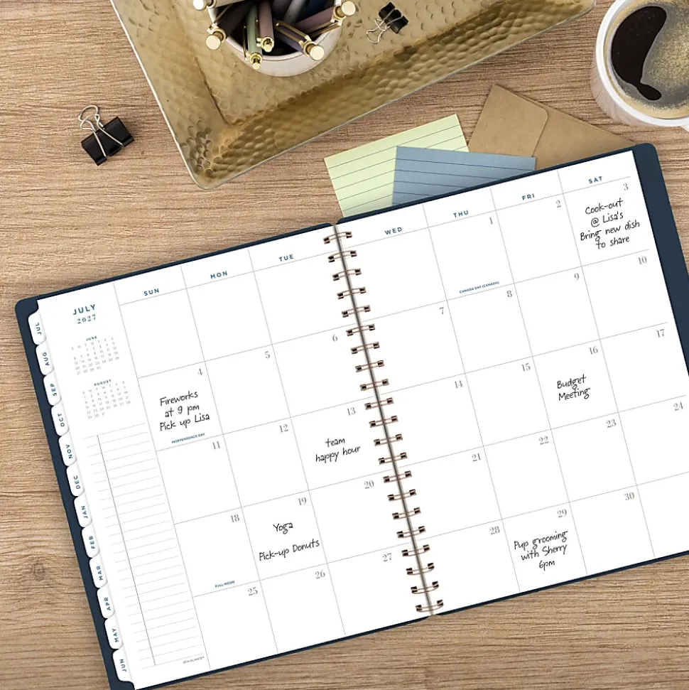 AT-A-GLANCE® Signature Collection Academic 2026-2027 Weekly Monthly Planner, Navy, Large, 8 1/2" x 11"