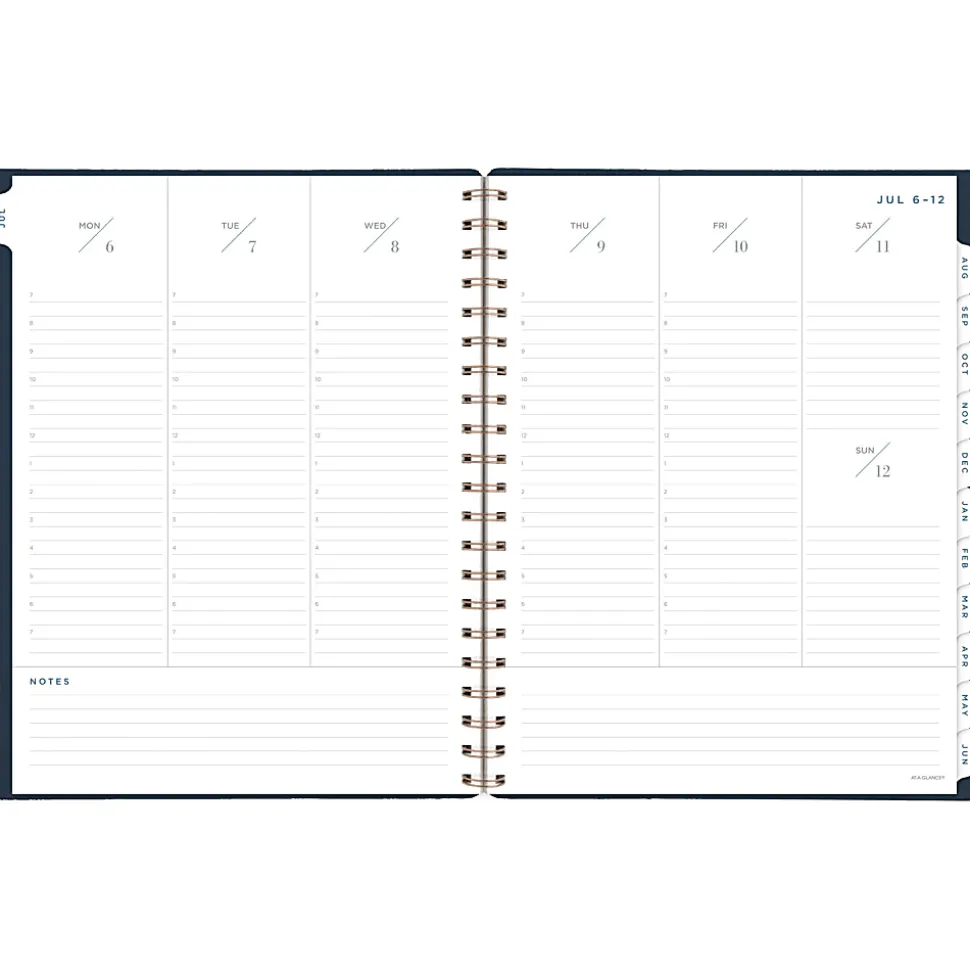 AT-A-GLANCE® Signature Collection Academic 2026-2027 Weekly Monthly Planner, Navy, Large, 8 1/2" x 11"