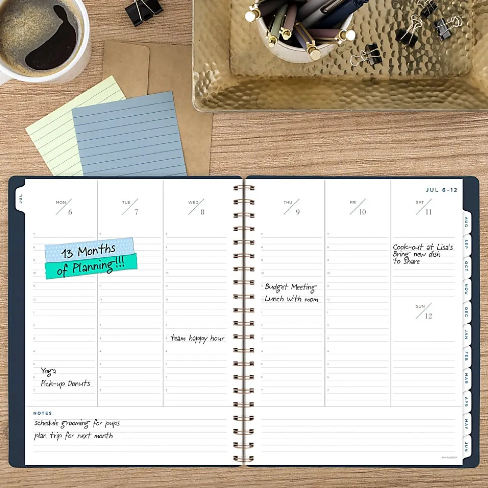 AT-A-GLANCE® Signature Collection Academic 2026-2027 Weekly Monthly Planner, Navy, Large, 8 1/2" x 11"