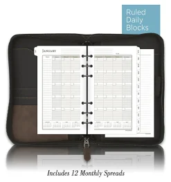AT-A-GLANCE® Simulated Leather Starter Set With Daily/Weekly Planning Pages, Distressed Brown
