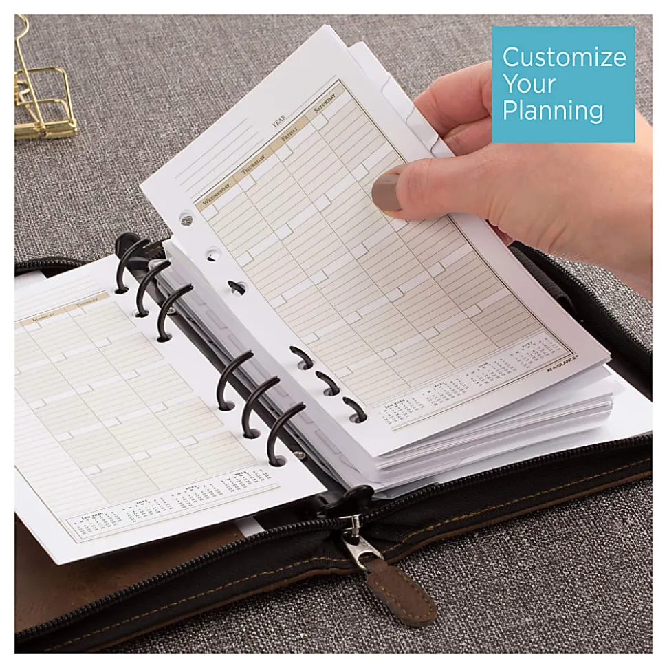 AT-A-GLANCE® Simulated Leather Starter Set With Daily/Weekly Planning Pages, Distressed Brown