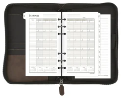 AT-A-GLANCE® Simulated Leather Starter Set With Daily/Weekly Planning Pages, Distressed Brown