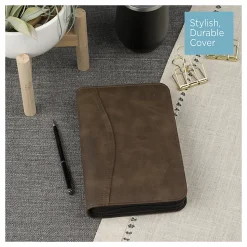 AT-A-GLANCE® Simulated Leather Starter Set With Daily/Weekly Planning Pages, Distressed Brown