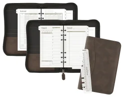AT-A-GLANCE® Simulated Leather Starter Set With Daily/Weekly Planning Pages, Distressed Brown