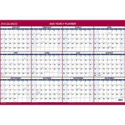 AT-A-GLANCE® 2026 Vertical Horizontal Reversible Erasable Yearly Wall Calendar, Large, 24