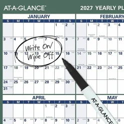 AT-A-GLANCE® Vertical Reversible Erasable Academic and Regular Year 2026-2027 Wall Calendar, Large, 36" x 24"