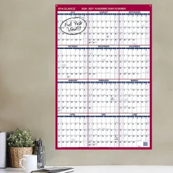AT-A-GLANCE® Vertical Reversible Erasable Academic and Regular Year 2026-2027 Wall Calendar, Large, 36