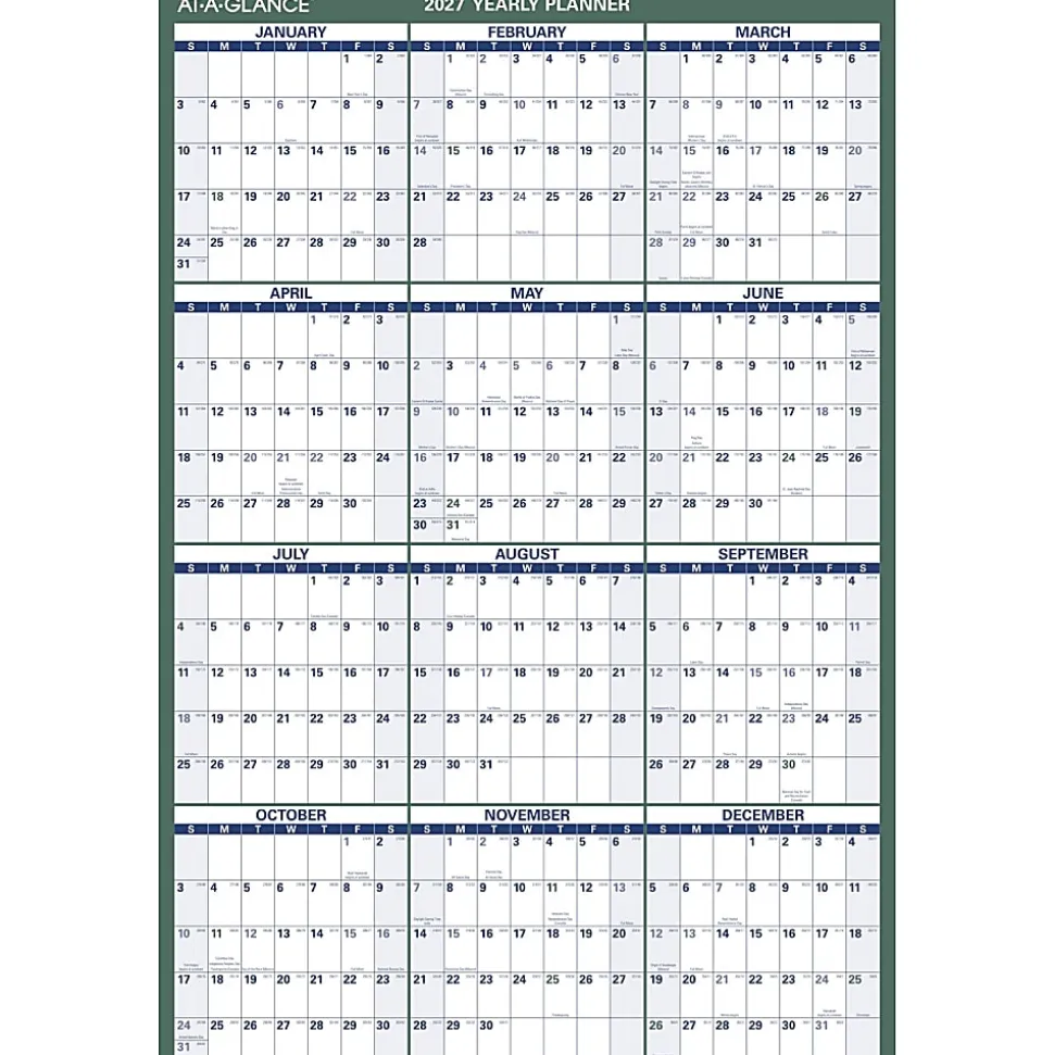 AT-A-GLANCE® Vertical Reversible Erasable Academic and Regular Year 2026-2027 Wall Calendar, Large, 36" x 24"