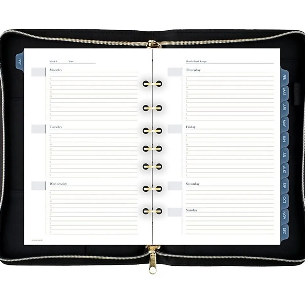 AT-A-GLANCE® Weekly/Monthly Faux Leather Fashion Starter Set Planner, 5 1/2" x 8 1/2", Black/Cream