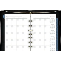 AT-A-GLANCE® Weekly/Monthly Faux Leather Fashion Starter Set Planner, 5 1/2" x 8 1/2", Black/Cream