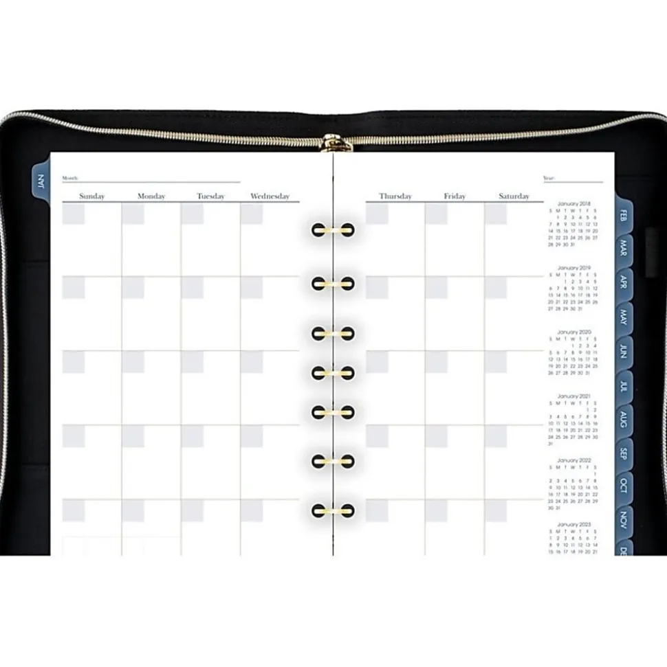 AT-A-GLANCE® Weekly/Monthly Faux Leather Fashion Starter Set Planner, 5 1/2" x 8 1/2", Black/Cream