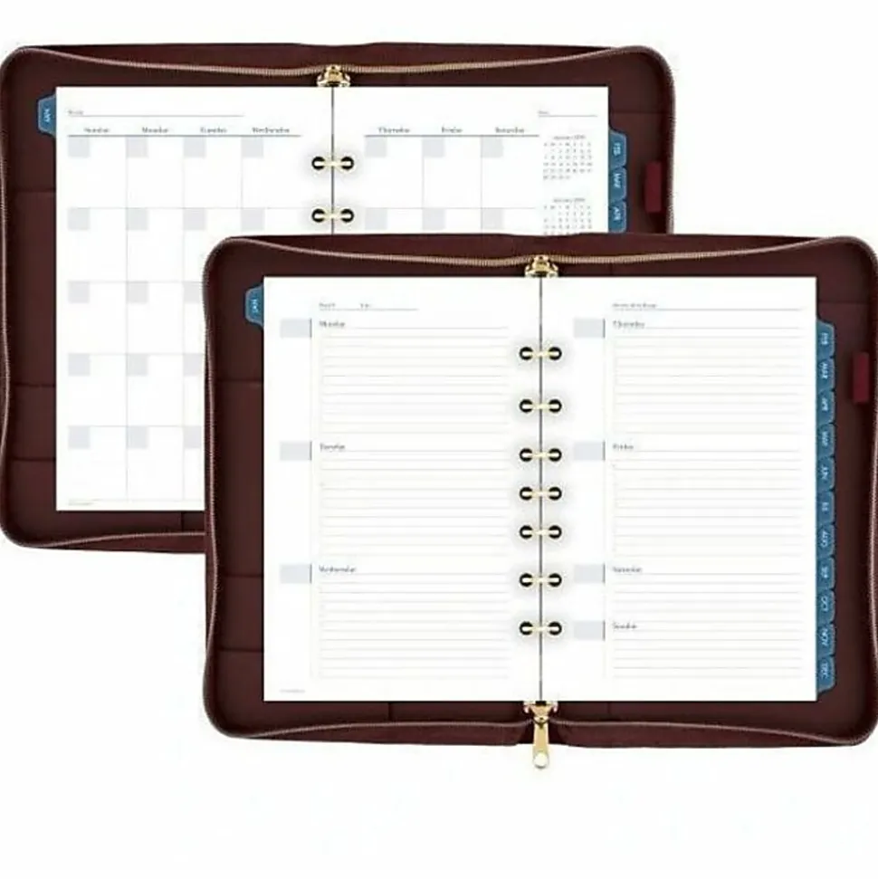 AT-A-GLANCE® Weekly/Monthly Faux Leather Fashion Starter Set Planner, 5 1/2" x 8 1/2", Merlot