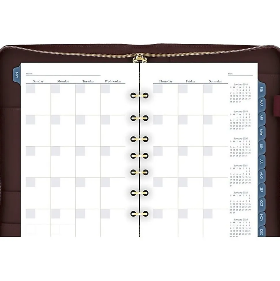 AT-A-GLANCE® Weekly/Monthly Faux Leather Fashion Starter Set Planner, 5 1/2" x 8 1/2", Merlot