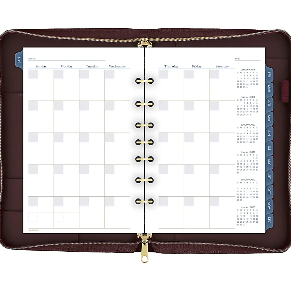 AT-A-GLANCE® Weekly/Monthly Faux Leather Fashion Starter Set Planner, 5 1/2" x 8 1/2", Merlot