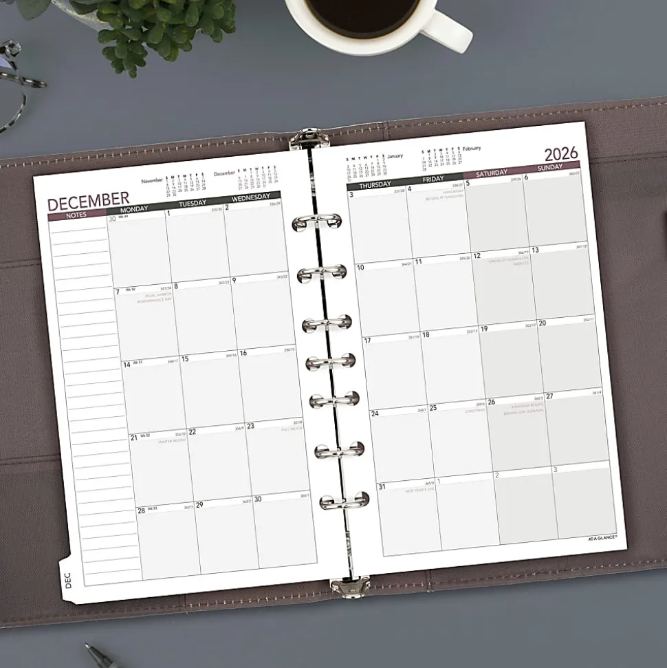 AT-A-GLANCE® 2026 Weekly Planner Refill, Loose-Leaf, Desk Size, 5 1/2" x 8 1/2"