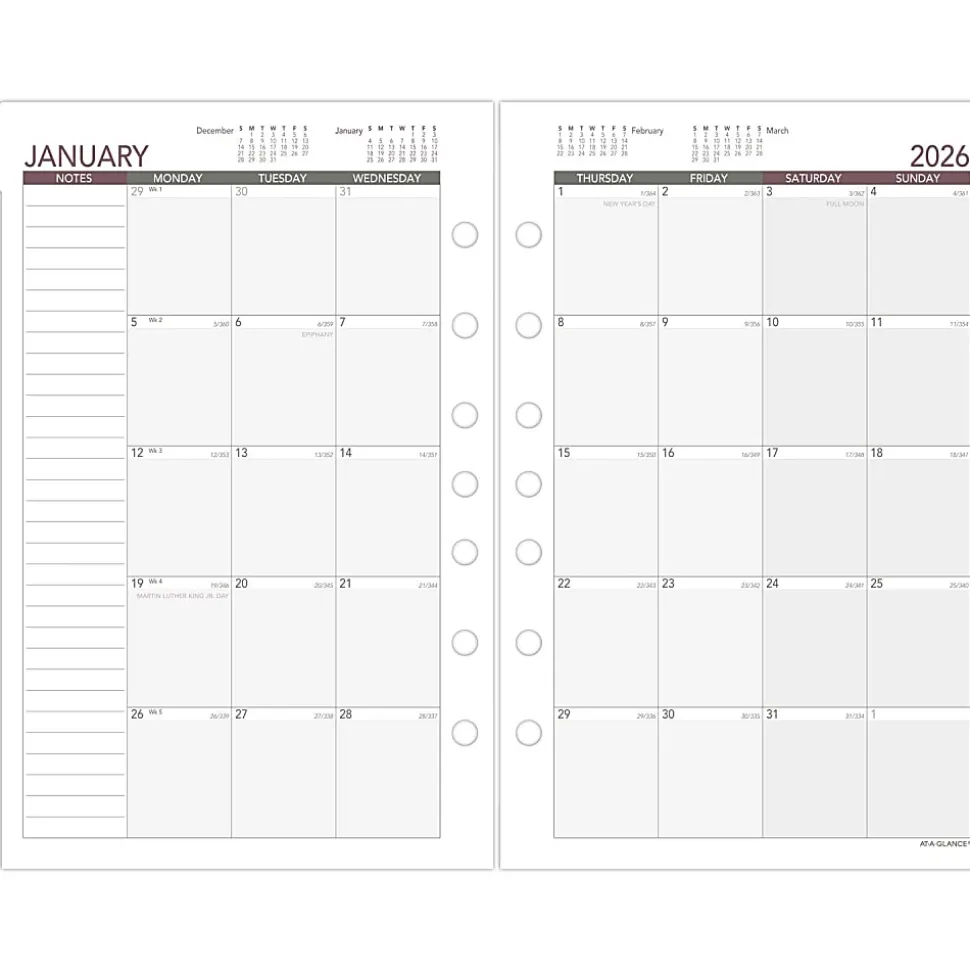 AT-A-GLANCE® 2026 Weekly Planner Refill, Loose-Leaf, Desk Size, 5 1/2" x 8 1/2"