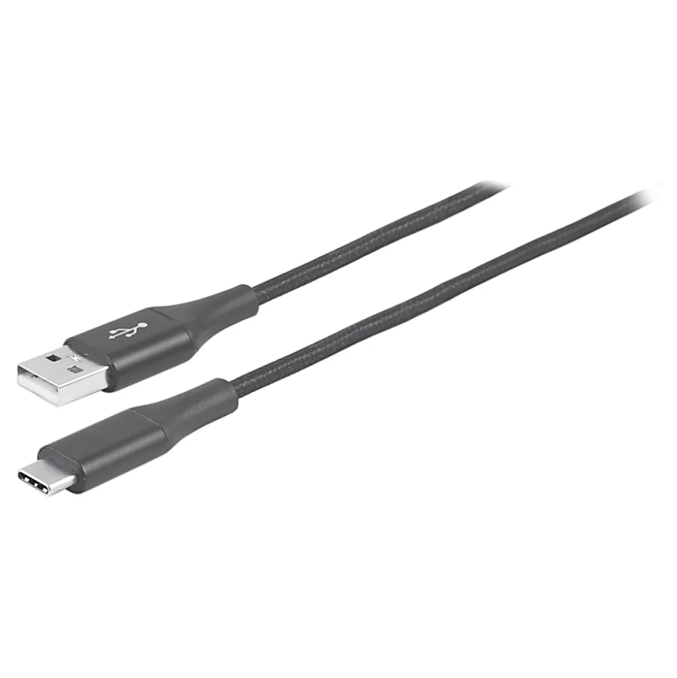 Ativa® Braided USB-C Charge and Sync Cable, 6', Gray, 47235