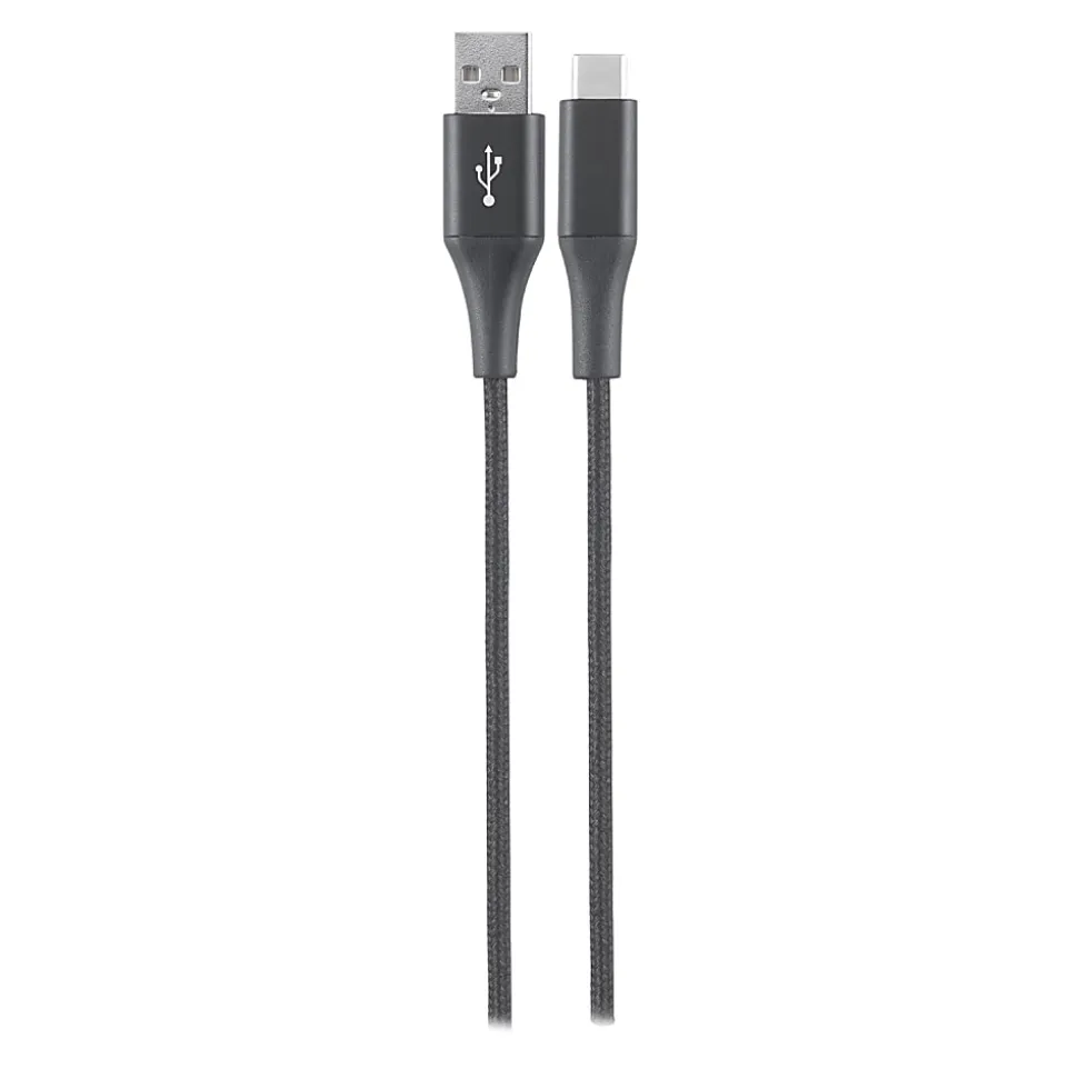 Ativa® Braided USB-C Charge and Sync Cable, 6', Gray, 47235