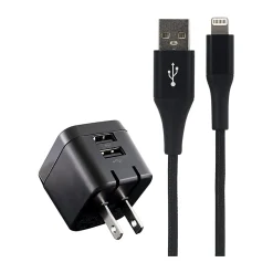 Ativa Charging Pack, Wall Charger, 2 USB, USB-A to Lighting Cable