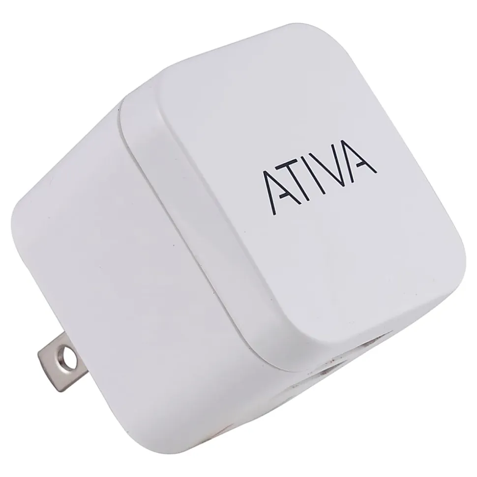 Ativa® Dual-Port USB Wall Charger, White, 45861