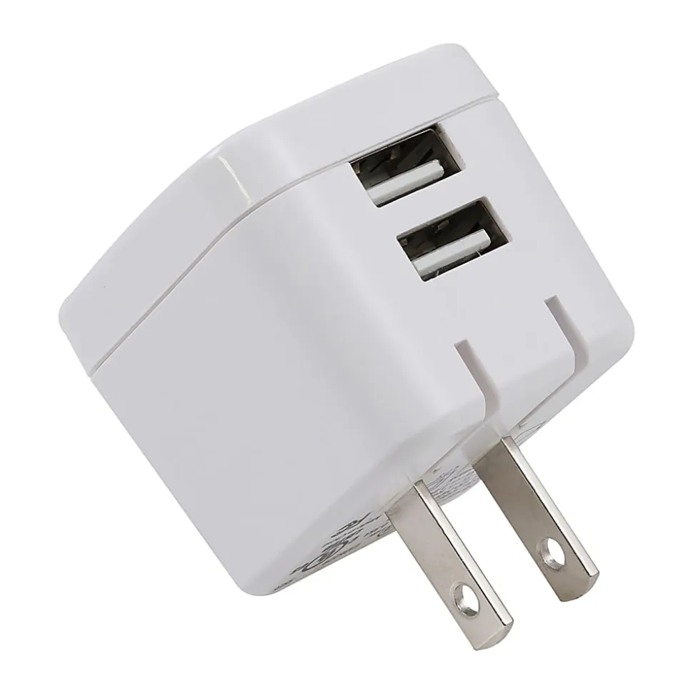 Ativa® Dual-Port USB Wall Charger, White, 45861