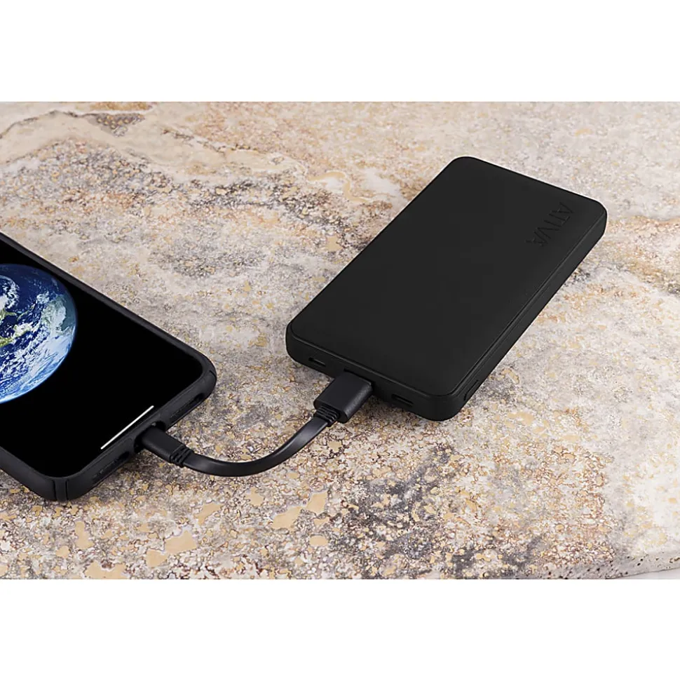 Ativa® 10,000mAh Battery Pack For USB Devices, Black, 46907