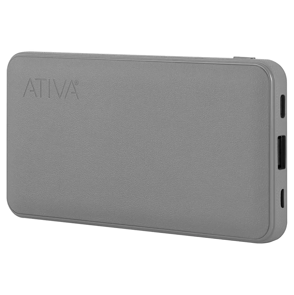 Ativa® 10,000mAh Battery Pack For USB Devices, Gray, 46908
