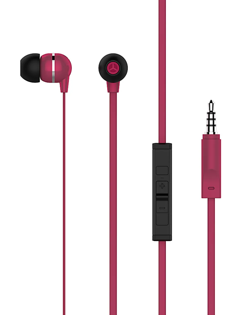 Ativa™ Plastic Earbud Headphones With Flat Cable, Red, MW-HLP-001-R