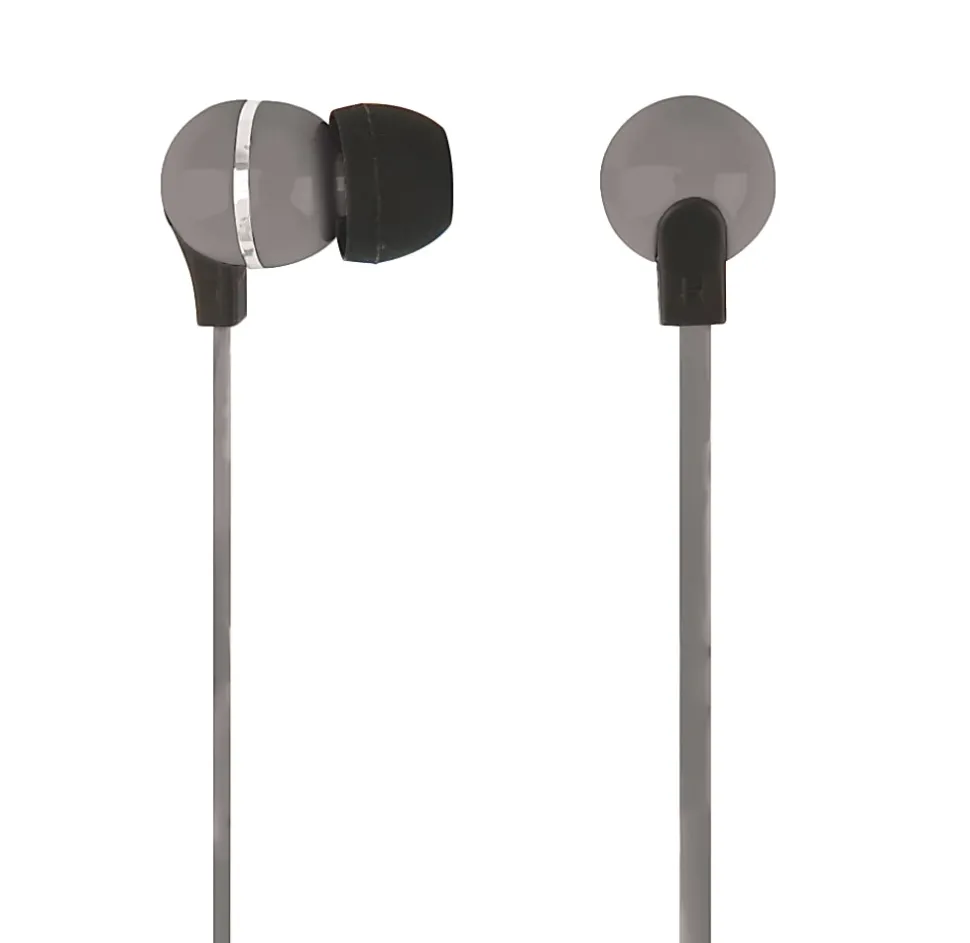 Ativa™ Plastic Earbud Headphones with Flat Cable, Gray
