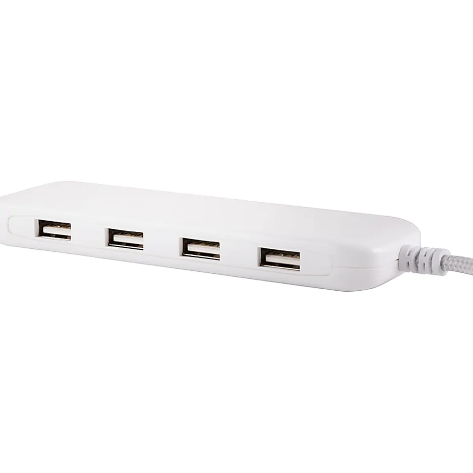 Ativa® 4-Port USB Extension Bar Charger, White, 46902
