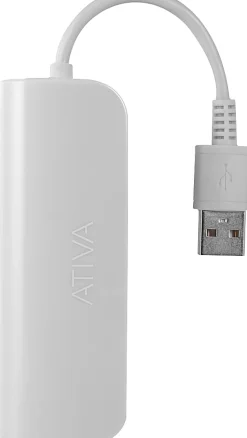 Ativa® 4-Port USB 2.0 Hub, 8.1"H x 3"W x 1.2"D, Silver, 58569