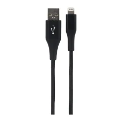 Ativa® USB-Type-A-To-Lightning Braided Aluminum Charge And Sync Cable, 3', Black, 45843