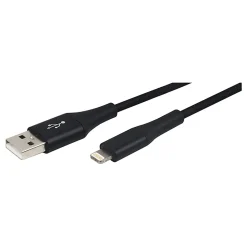 Ativa® USB-Type-A-To-Lightning Braided Aluminum Charge And Sync Cable, 3', Black, 45843