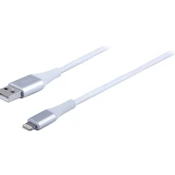 Ativa® USB-Type-A-To-Lightning Braided Aluminum Charge And Sync Cable, 3', White, 45842