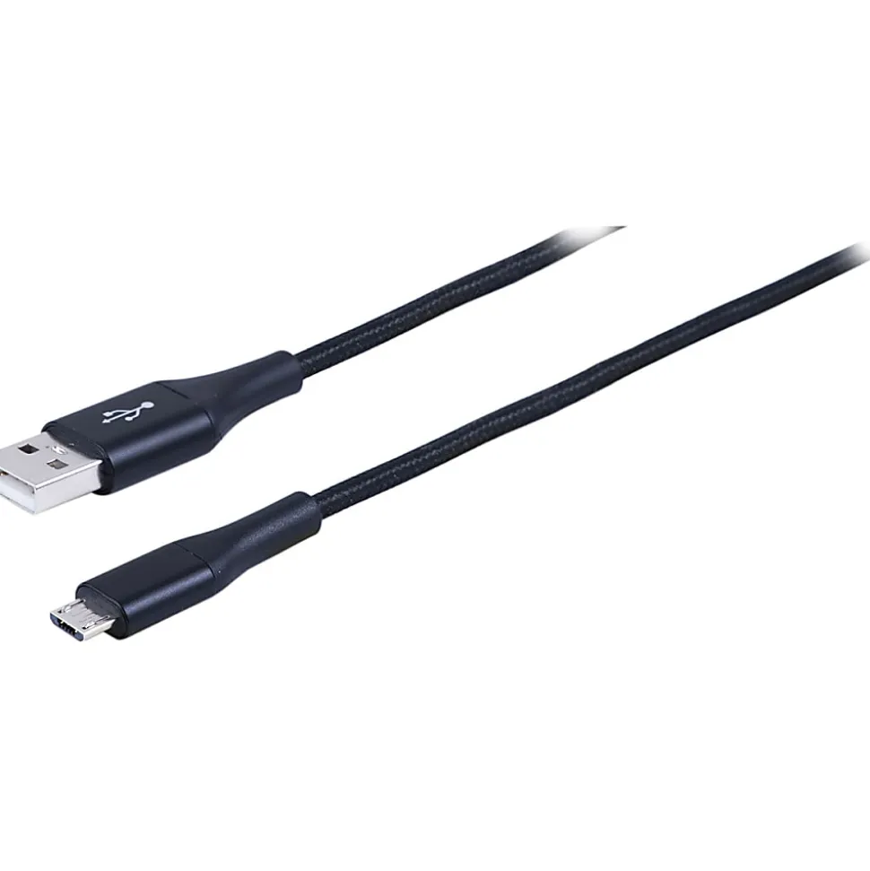 Ativa® USB Type-A To Micro USB Cable, 3', Black, 45849