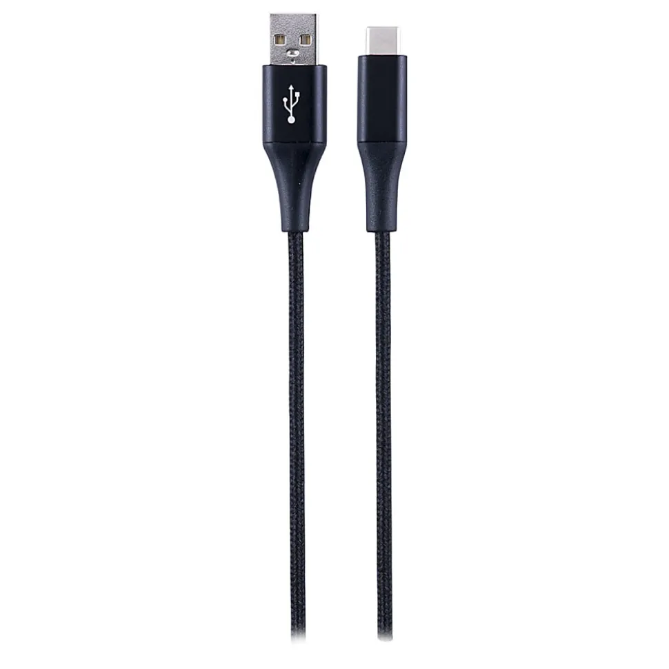 Ativa® USB Type-C To USB Type-A Braided Charging Cable, 3', Black, 45838